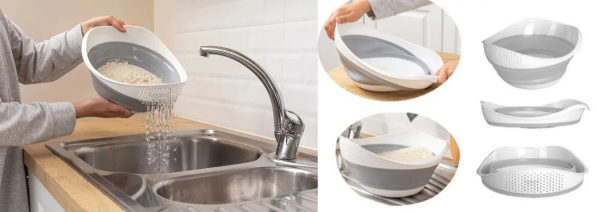 Collapsible Colanders- Folding Kitchen Set- Vegetable/Colander Extendable Thickened Handles, Folding Rice Strainer for Kitchen- 1 Piece - Image 3