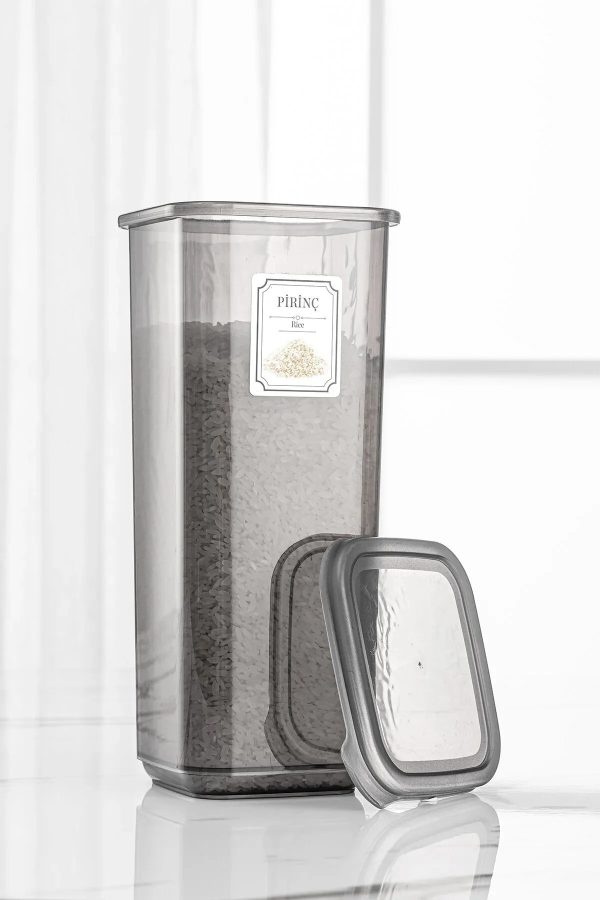 Mega Set Square Food And Pulses Storage Container Spice Bowl, Food Storage, Container, Box, Jars with Lids, Home, Kitchen, Spice, Herbs, Seasoning, Seed, Tea, Sugar, Salt, Rice, Pasta, Cornfleks. Color: Gray- 46 Pieces- 5 sizes (300 ml, 350 ml, 500 ml, 1,100 ml, 1,700 ml) - Image 2